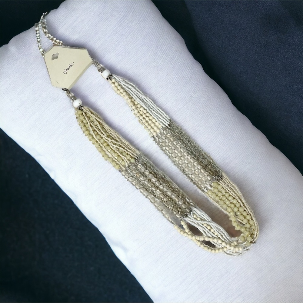 NEW CJ Banks Long Neutral Mix Beaded Necklace